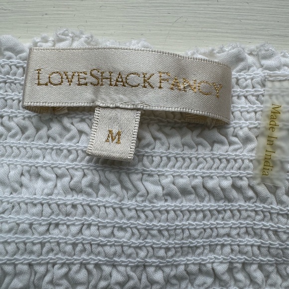 LoveShackFancy | Belle Mini Smocked 100% Cotton Dress | White | Size Medium - Picture 9 of 11